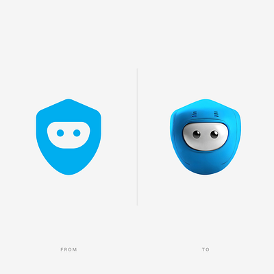 2D logo → Cute 3D mascot 3d design logo mascot