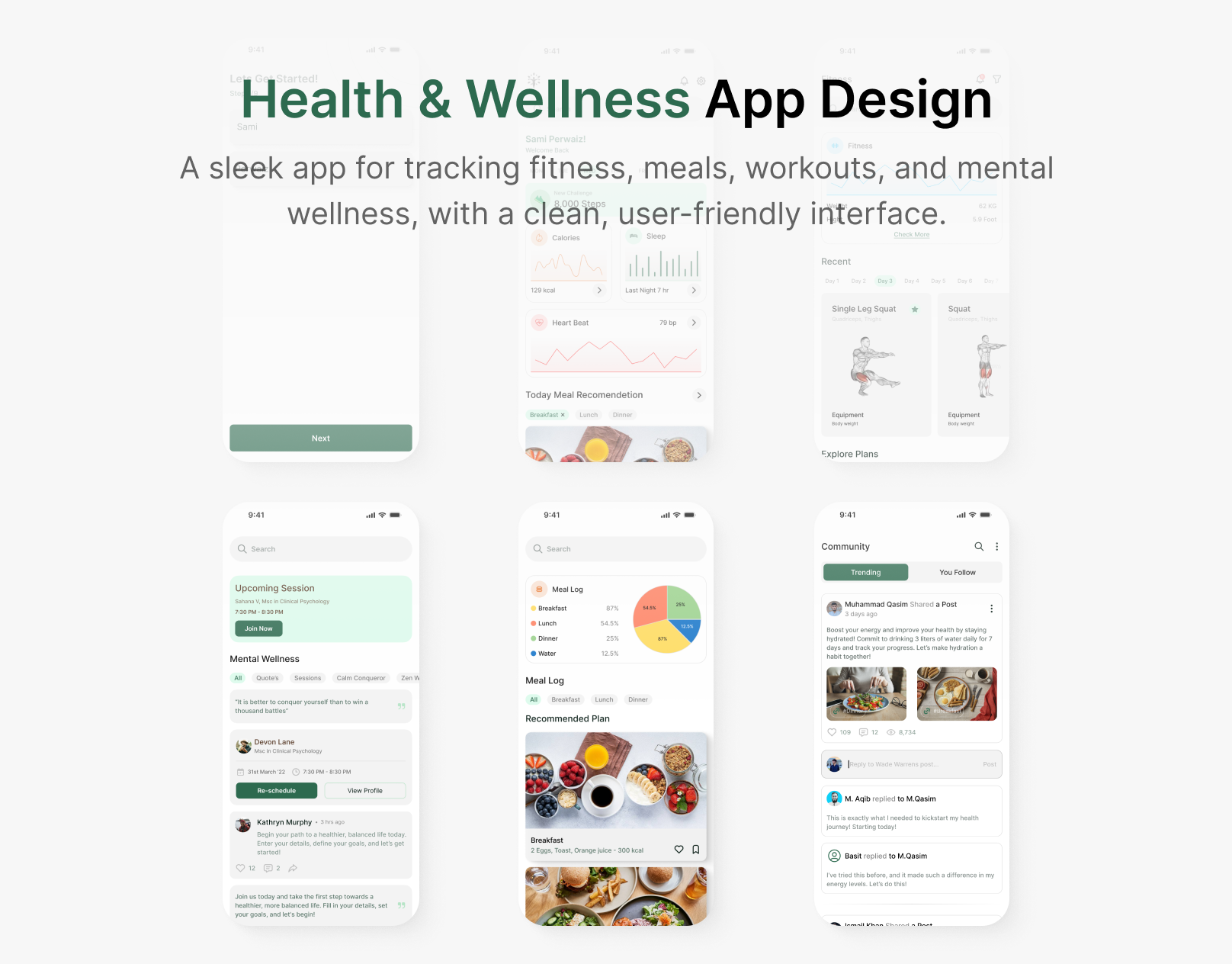Health and Wellness App Design health and wellness app health app uiux wellness app