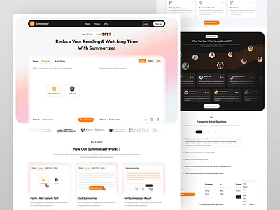 Text Summarizer - Education Landing Page ai content education home page landing page learn online student study summarize text text summarize ui design visual design web web design web ui website writing website writng