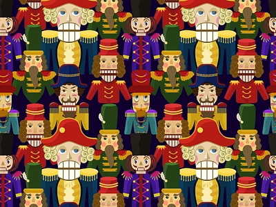 Nutcracker-Themed Seamless Pattern Design adobe illustrator cartoon character design christmas christmas art colorful patterns creative illustration holiday inspiration holiday pattern illustration illustration art nutcracker art nutcracker pattern pattern design seamless pattern seasonal artwork surface design vector vector art vector illustration