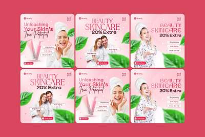 Skincare social media post design branding cosmetics graphic design skincare template