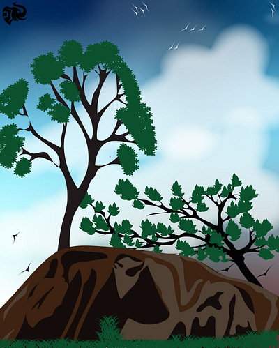 CLOUDS ABOVE THE MOUNTAIN 2d flat art adobe adobe designer adobe illustrator arts illustration cloud art digital art environment art illustration inspiration from nature inspired by nature landscape illustration mountain art nature art nature artist portrait art