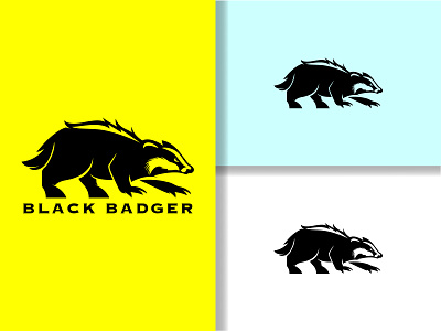 Black Badger Logo african aggression badger animal badger logo illustration raccoon rare silhouette strength strong ui ux vector wild logo wilderness wildlife zoo