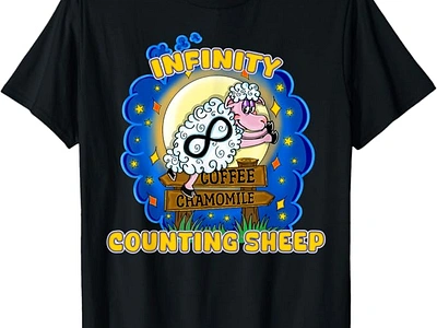 Infinity Counting Sheep! Can be a Pajama for Insomnia People! cartoon chamomile coffee counting sheep cute design funny illustration infinity insomnia nap napping night night owl pop culture retro sleep sleepless tshirt vintage