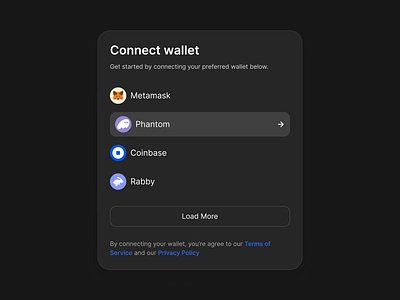 web3 wallet list UI dark mode 🪄✨ atomic design components crypto crypto wallet minimalism ui ui design uidesign uxdesign web design