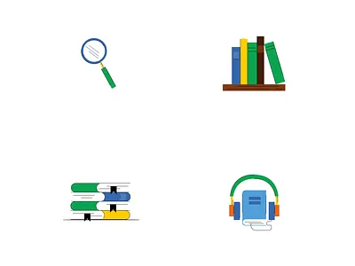 Book app illustration set app branding design graphic design il illustration product design ui uiux