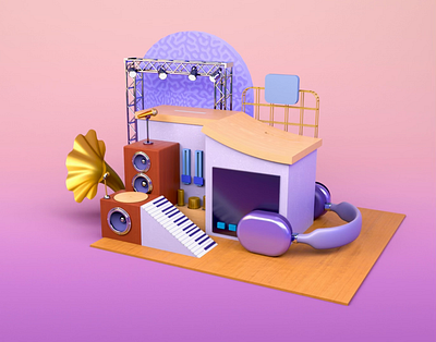 Music 3D animation for web 3d 3d animation 3d design 3d illustration animation art for web cinema4d design motion motion graphics web