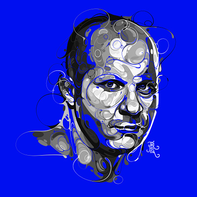 Fedor Emelianenko artstyle black white blue design fight freehand grey illustration mma monochrome portrait poster sport sport sports unique