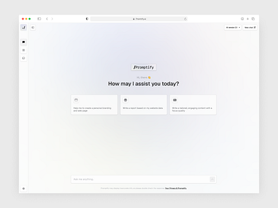 Promptify — Chat AI Platform ai chat clean design interface learning sidebar ui ui design ux ux design web design