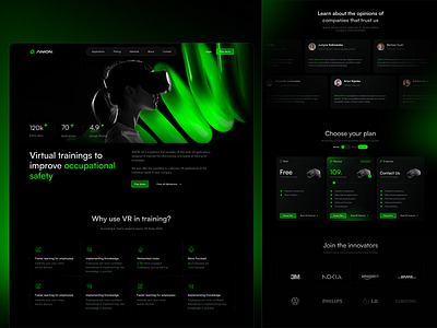 Landing page for VR training app 3d branding desktop app landing page ui uiux user interface vr web app web design