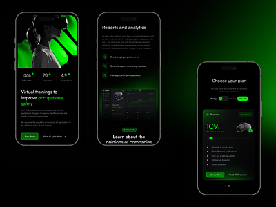 VR training app mobile screens branding landing page mobile mobile app ui ui ux user experience user interface vr web design