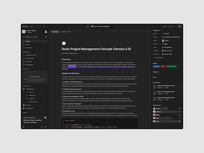 Dock - Project management / real-time documentation app app design interaction interaction design productivity project manager sanya task taskmanager ui