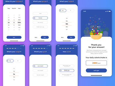 Onboarding flow calorie tracker calories food ios design mobile dashboard mobile design mobile ui onboarding onboarding flow ui ux uxui