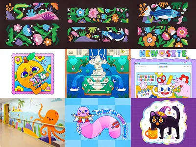 Top Nine 2024 best nine character design colorful cute design flat floral flowers illustration illustrator mural illustration pediatric mural street mural texture top nine vector walkway mural website redesign whimsical characters whimsical illustration