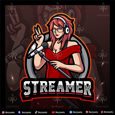 Streamer girl esport mascot logo design game