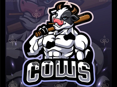 Cow gangster esport mascot logo design animal artwork badge branding bulls cow design e sport esport farm fighter gangster illustration logo mascot mockup sticker tattoo tshirt vector