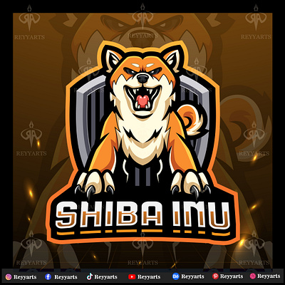 Shiba inu dog esport mascot logo design angry animal artwork badge design dog doggy esport game gaming illustration logo mascot pet shiba inu tshirt vector