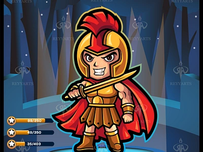 Cute kawaii cartoon spartan hero game design holding a sword. artwork cartoon chibi cute design esport fighter game gaming hero illustration kawaii logo mascot minerva mythology spartan tshirt valkyrie vector