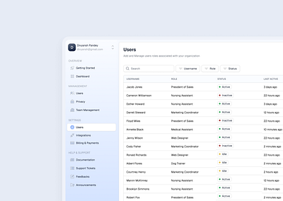 SaaS Table UI dashboard data table design gradient product design saas table typography ui ux web design