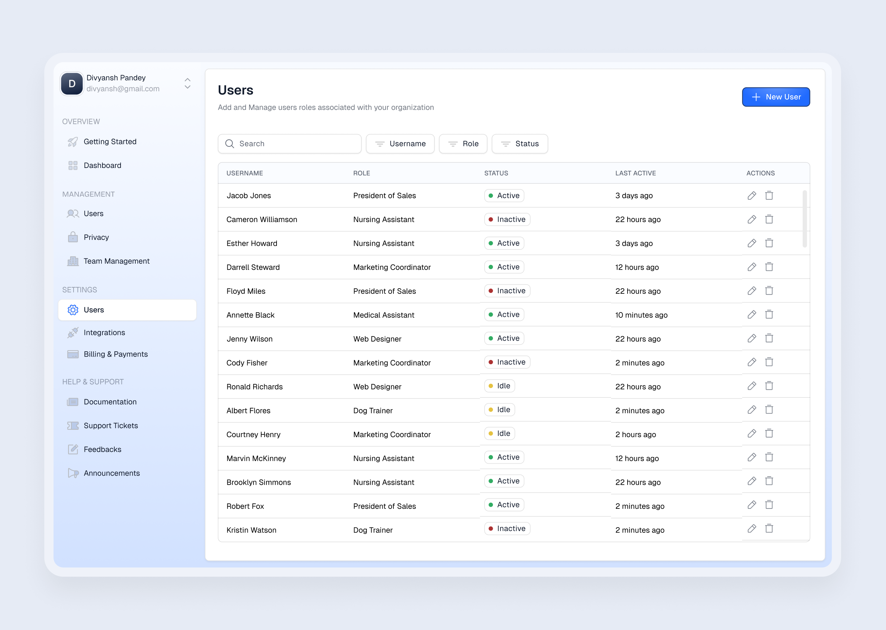 SaaS Table UI by Divyansh Pandey on Dribbble