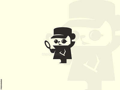 Detective Panda Logo animal bear character detective illustration logo logodesign magnifying glass mascot minimalist monochrome panda