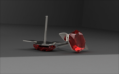 Earrings-Polished Platinum and Ruby 3d design fashion jewelry model rendering