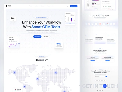 Trizo - Smart CRM Tools Landing Page analytics business growth crm crm business crm landing page crm management crm platform crm tools customer management financial service landing page design marketing product design saas design sales websiet smart ai startup uiux web design