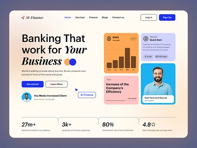 Finance Banking Management Website app arobix azbin banking business defi finance fintech header landing page management marketing online banking strategy tech ui ux vintage web website