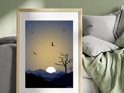 Illustration - Evening Scenery adobe illustrator adobe photoshop canva mockup creative evening scenery illustration