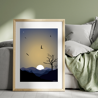 Illustration - Evening Scenery adobe illustrator adobe photoshop canva mockup creative evening scenery illustration