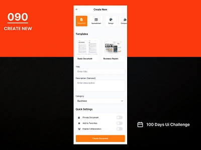 DAY-090 CREATE NEW 100 days ui 100days 100daysofui app app design app ui application application design create new create new ui daily ui challenge design figma note ui ui design user interface ux web design website design