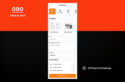 DAY-090 CREATE NEW 100 days ui 100days 100daysofui app app design app ui application application design create new create new ui daily ui challenge design figma note ui ui design user interface ux web design website design