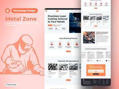 Metal Zone Homepage branding business design figma homepage industrial design industry labour landing page lesser cutting metal metal cutting metal fabrication precision engineering ui uiux user experience ux webpage design website design