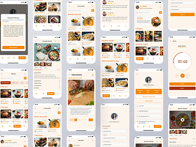 Recipe app ui app app design cooking figma home page mobile app orange recipe recipe app ui uiux user user research