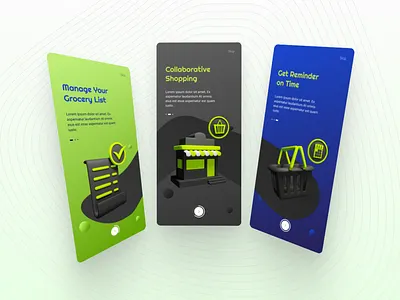 App Onboarding for Grocery shopping animation branding ui