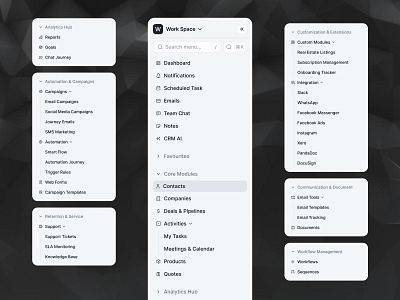 Redefining the CRM Experience: Concept Sidebar Menu Design best practices concept design concept menu crm design crm menu dashboard design dribbble showcase enterprise software menu navigation design product design saas design sidebar menu ui uiux uiux design user experience user interface ux