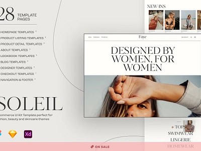 SALE - Soleil E-commerce UI Kit bohemian boho e commerce website e commercial ecommerce fashion fashionable feminine figma minimal sketch template ui design ui designer ui kit ux design webdesign website template