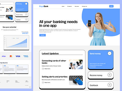 Banking App Landing Page UI Design app landing page bank banking app design fintech investment landing page neubrutalis payment typography ui ui ux ux website design