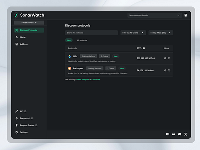 Sonarwatch redesign - new protocols tab