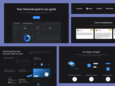 Fintech-Wealth Wave-Landing Page - bank banking website credit cards dark theme design system finance fintech fintech startup investements minimal neobank online banking product design ui ux ux design website