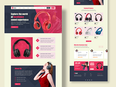 Headphone Brand Website Home Page brand headphone ui ui ux web web ui website