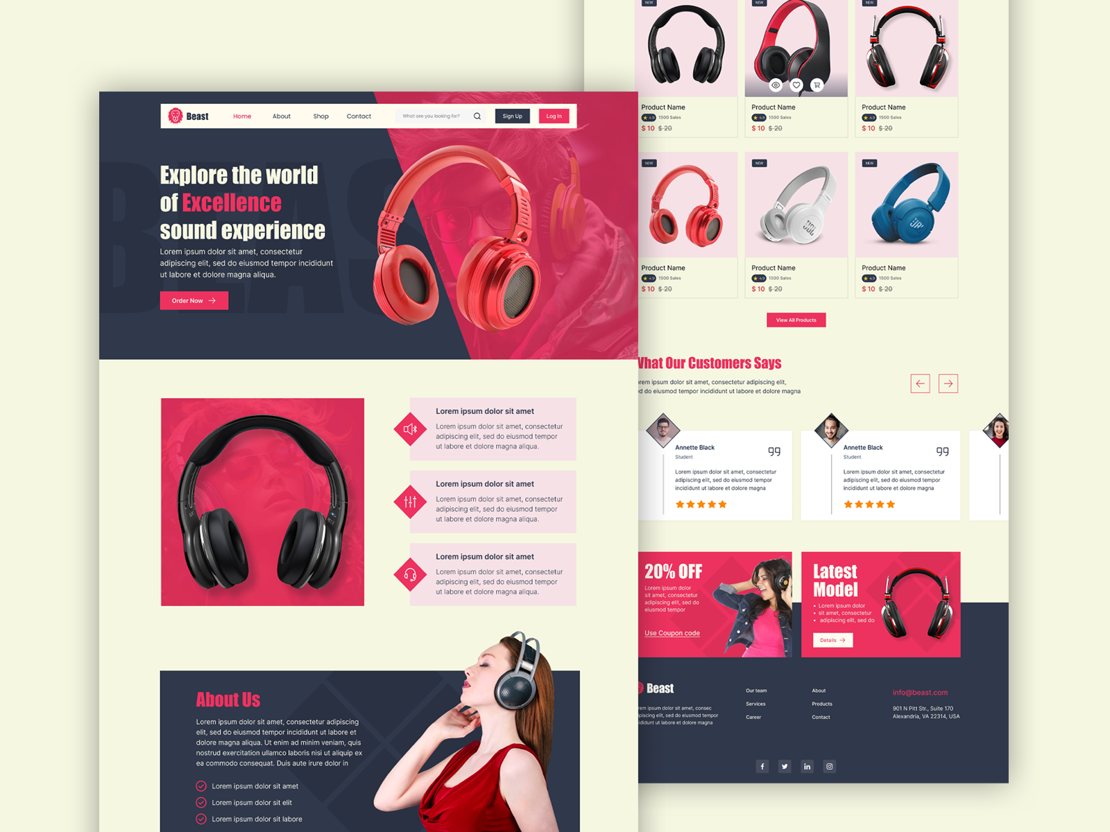 Headphone E-commerce Landing Page 🎧🔥 brand headphone ui ui ux web web ui website