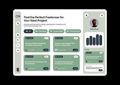 Freelancer Interface Design: Bridging Talent and Opportunity branding design freelance prototype freelance website design graphic design interface freelance website marketing prototyping ui user experience user interface ux design web design website website prototype