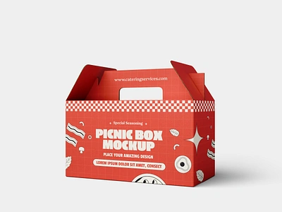 Picnic Box Mockup Set 3d box box delivery box label branding cardboard carton carton box delivery kraft box mockup mockup package packaging packaging box packaging template paper paper box shipping box template