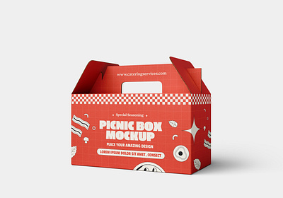 Picnic Box Mockup Set 3d box box delivery box label branding cardboard carton carton box delivery kraft box mockup mockup package packaging packaging box packaging template paper paper box shipping box template