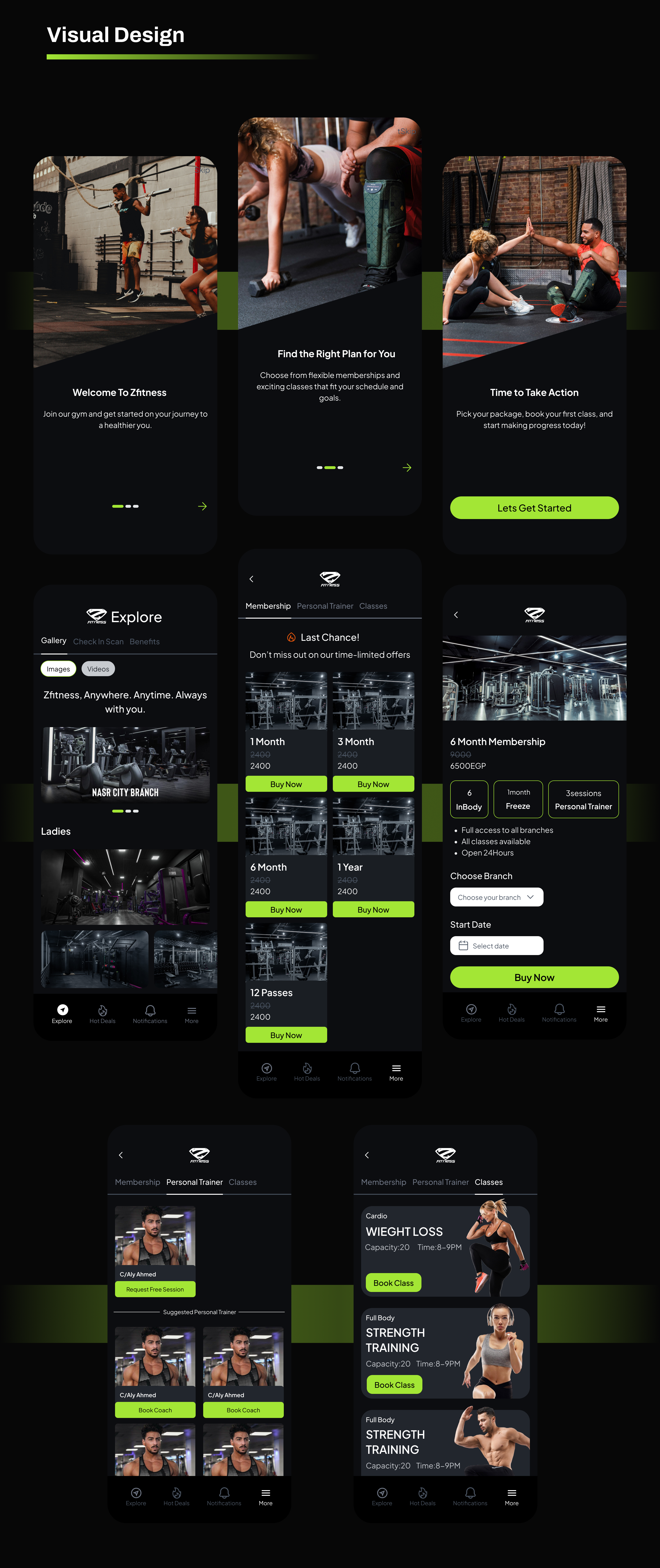 Zfitness Gym Mobile App graphic design ui