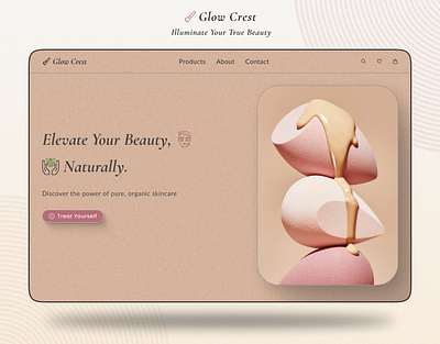 Glow Crest: Cosmetic Landing Page Design. beauty branding cosmetic design figma landing page ui uidesign webdesign