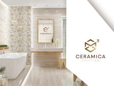 M2 Ceramica 🖱️ bathroom branding classic gold graphic design logo luxury minimal tile white