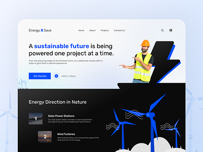 Energy X Save (Solar Panel) Website landing page Ui Design! 3d branding elecetercity energy graphic design landing page logo solar panel ui ui design website