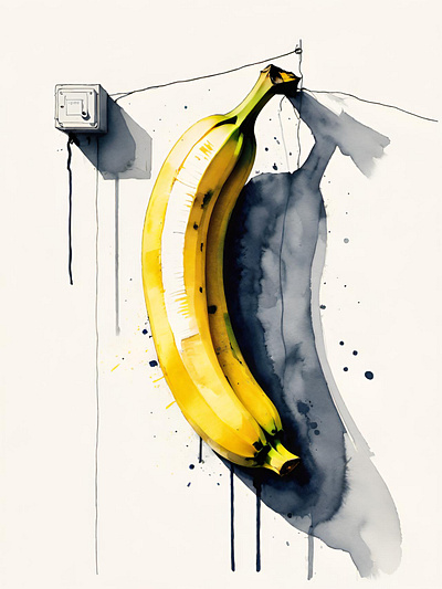 Million dollar banana art. abstract abstract art banana bananas dollar illustration million millionaire minions pop art watercolor